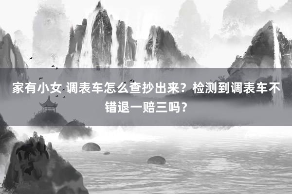 家有小女 调表车怎么查抄出来？检测到调表车不错退一赔三吗？