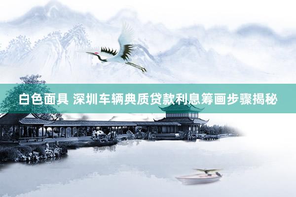 白色面具 深圳车辆典质贷款利息筹画步骤揭秘