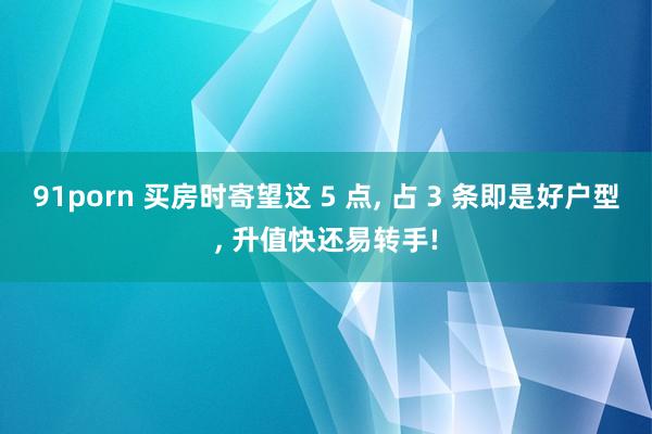 91porn 买房时寄望这 5 点， 占 3 条即是好户型， 升值快还易转手!