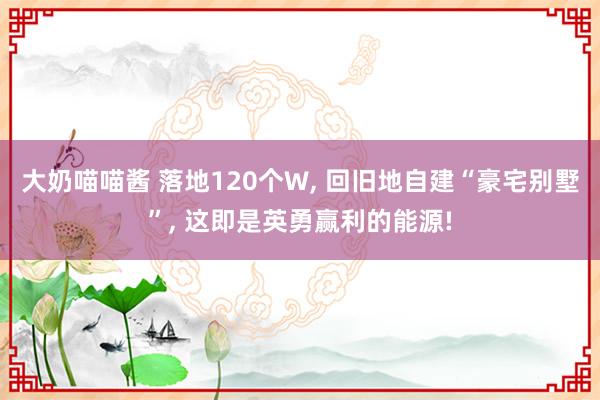 大奶喵喵酱 落地120个W， 回旧地自建“豪宅别墅”， 这即是英勇赢利的能源!