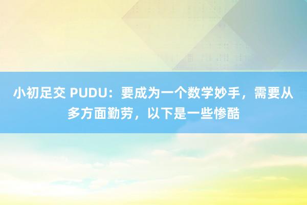 小初足交 PUDU:要成为一个数学妙手,需要从多方面勤劳,以下是一些惨酷