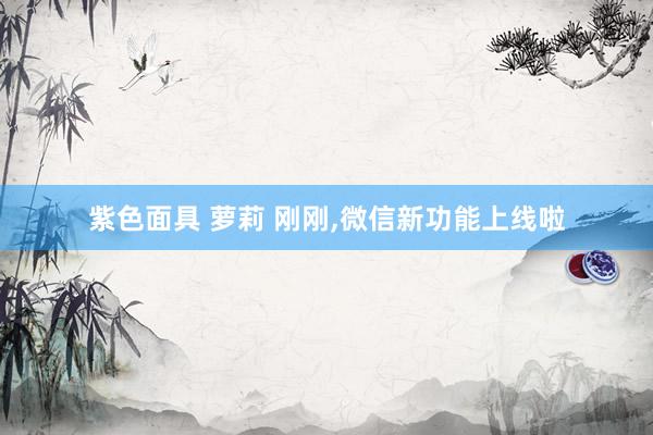 紫色面具 萝莉 刚刚，微信新功能上线啦