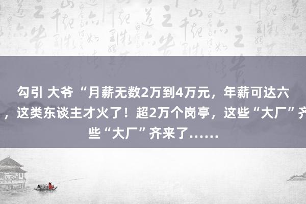 勾引 大爷 “月薪无数2万到4万元，年薪可达六七十万元”，这类东谈主才火了！超2万个岗亭，这些“大厂”齐来了……