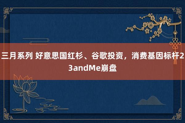 三月系列 好意思国红杉、谷歌投资，消费基因标杆23andMe崩盘
